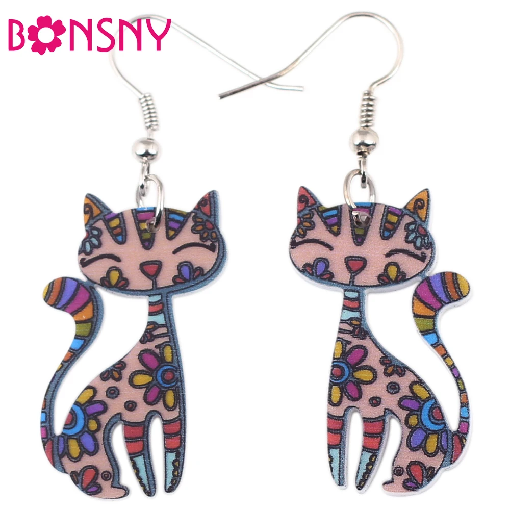 Drop Cat Earrings Dangle Long Acrylic Pattern Earring Fashion Jewelry For Women 2015 New Arrive Accessories