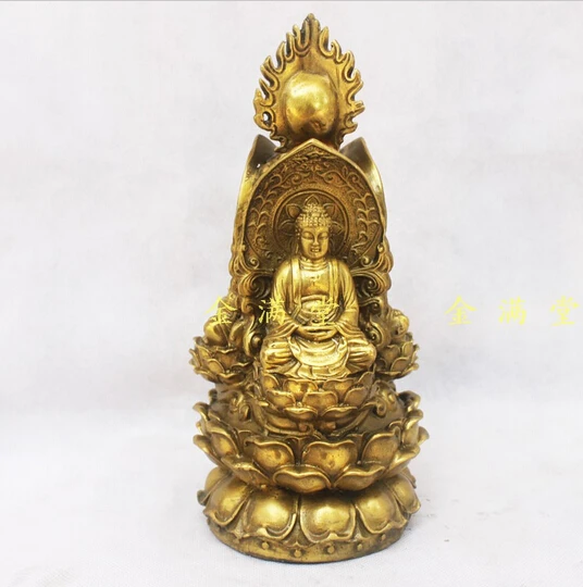 

B0601 418Bronze copper home decoration crafts decoration triratna lotus buddha trinity Factory Copper Feng Shui crafts statue