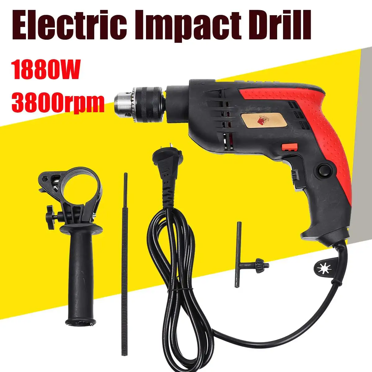 

New Style 1880W 3800RPM Electric Impact Drill Household Electric Flat Drill 13mm Chuck Power Tool