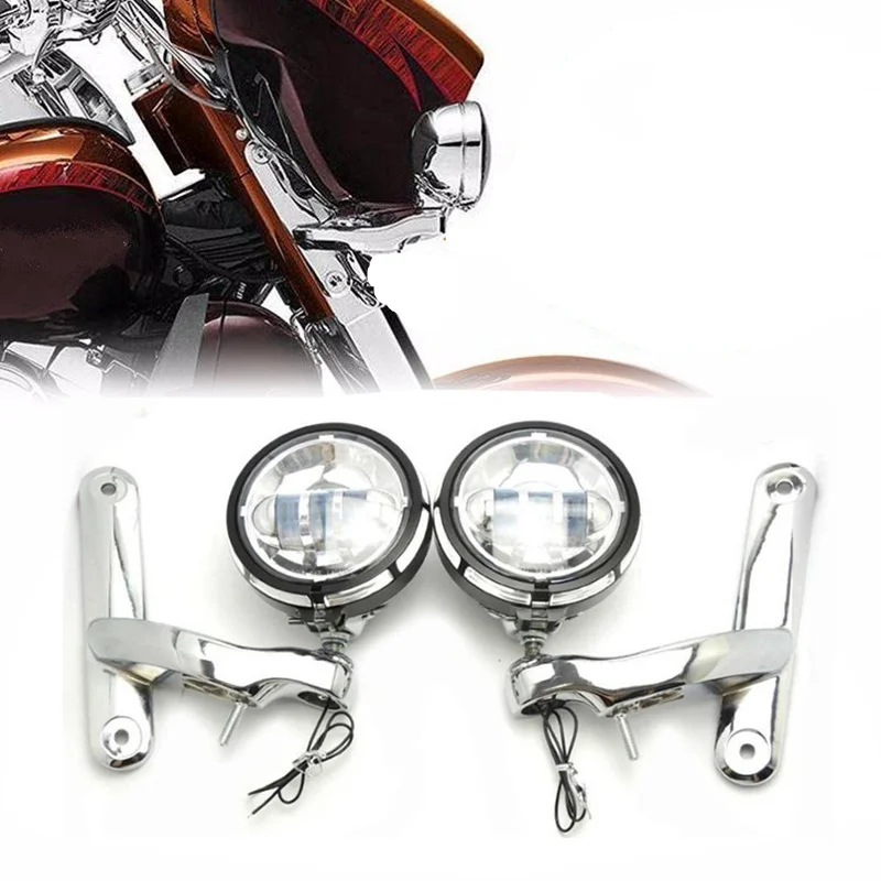 Motorcycle Accessorie 4.5" Chrome Led Auxiliary Lights With Chrome 4.5inch Housing And Mounting