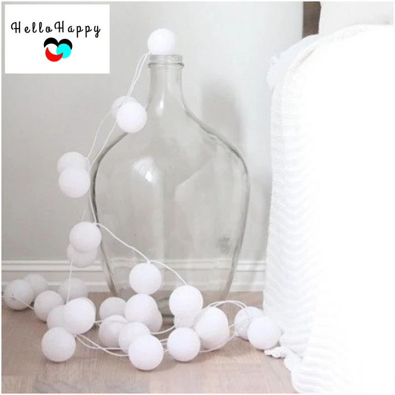 

5M/20 Balls LED Cotton Ball String Lights EU Plug 220V Garland Light Chain Christmas Light Indoor Lampes For Home Wedding Party