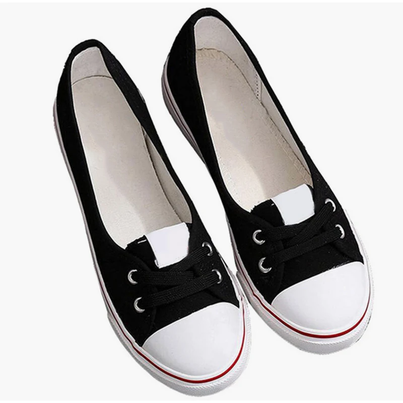 Женская Повседневная парусиновая обувь; обувь из вулканизированной ткани на плоской подошве; модные удобные лоферы без шнуровки; дышащая женская обувь; цвет белый, черный
