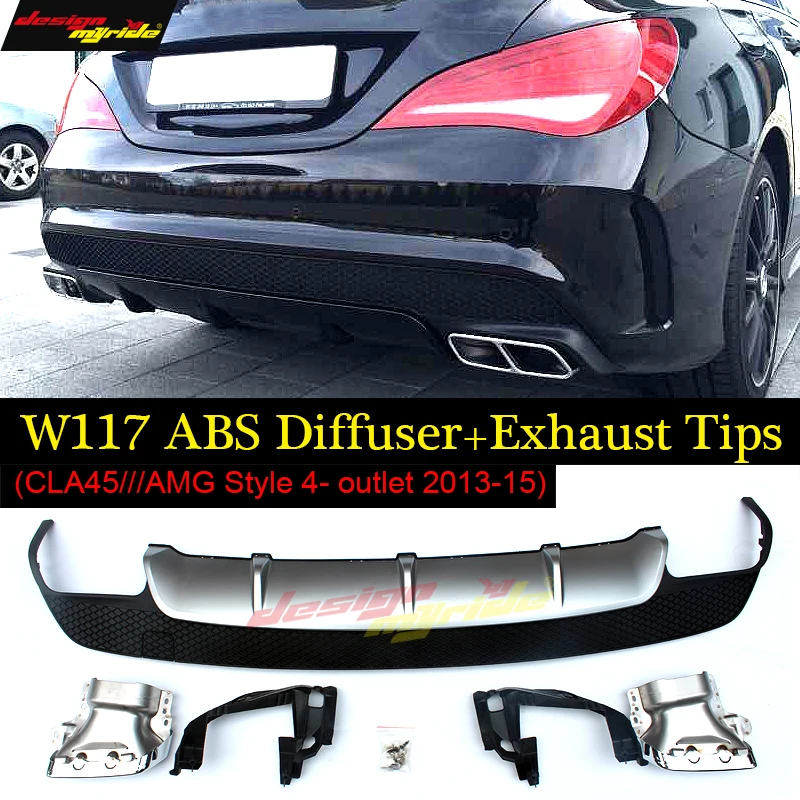 Для Mercedes CLA Class W117 C117 X117 глянцевый черный Автомобильный диффузор заднего бампера +
