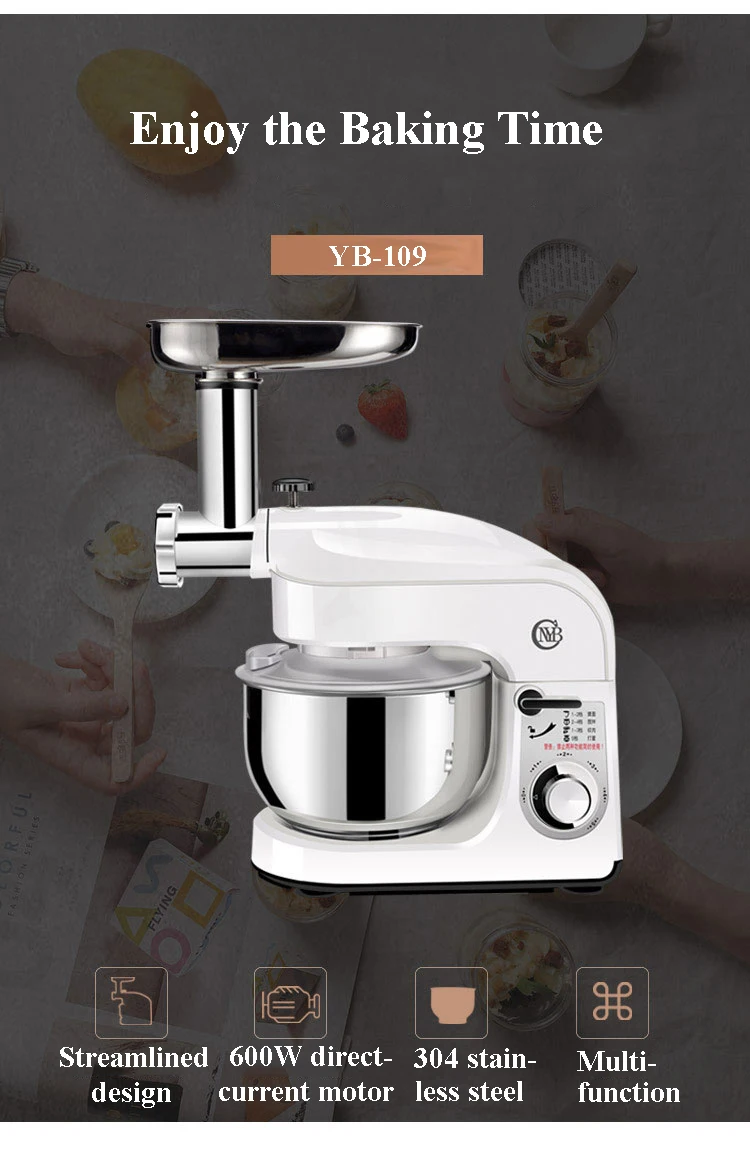 Multi-functional Cooking Machine Household Meat Grinder Stainless Steel Egg Mixer Vegetable Cutter Blender YB-109G
