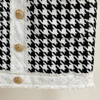 Wysokiej dobrej jakości, najnowsze 2021 jesień zima barokowy projektant spódnica damska frędzlami guziki z lwem Houndstooth Tweed Mini spódnica 6