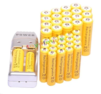 

20+20pcs AA AAA 1800mAh 3000mAh Rechargeable Battery 1.2V Yellow + USB Charger