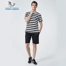 Летний мужской комплект, новая полосатая спортивная одежда, повседневные Костюмы, футболка+ шорты, модный спортивный костюм из двух предметов, мужские короткие комплекты