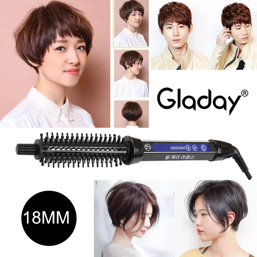 Gladay Hair Curling Brush Comb Curling Iron Ceramic Hair Curler