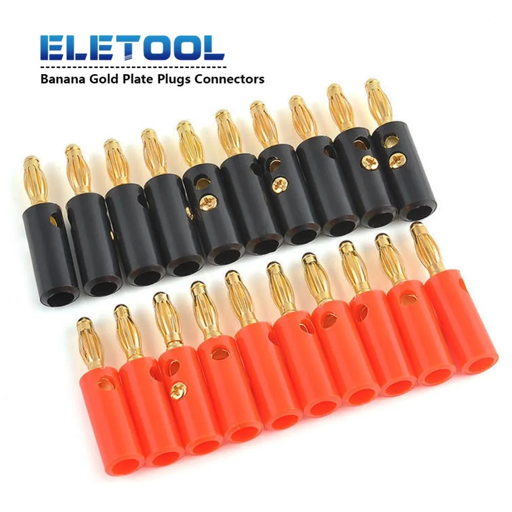 

10pcs audio speaker screw banana gold plate plugs connectors 4mm Pip XF30
