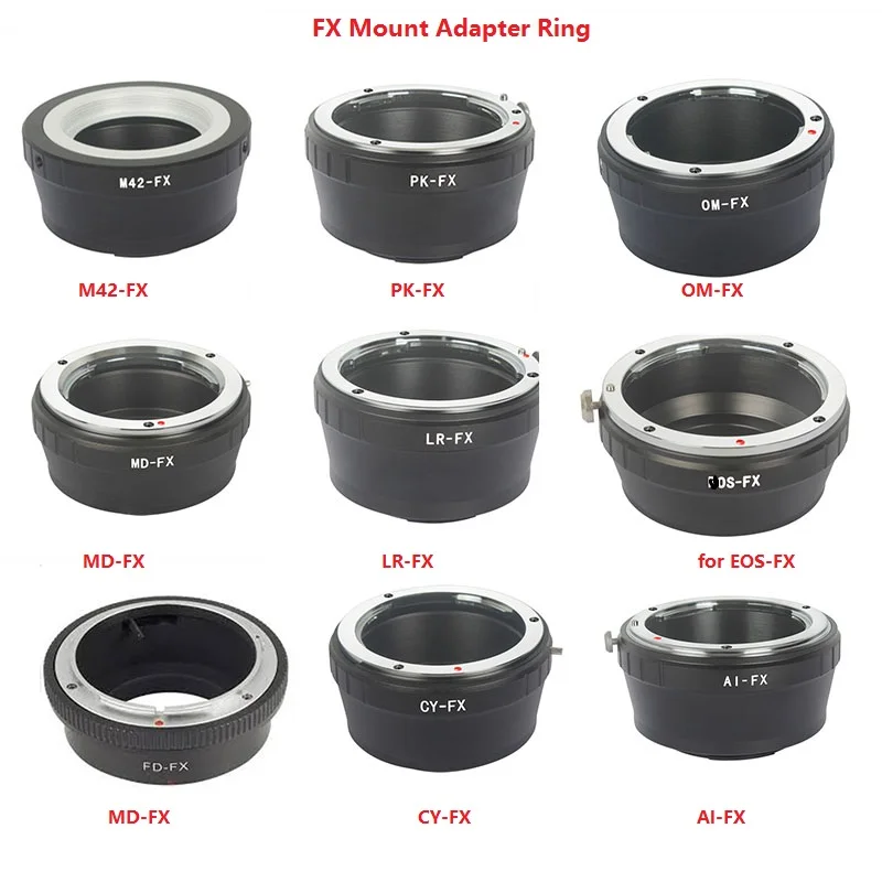 

JMFOTO FX Camera Adapter Ring For Canon Eos Nikon AI Pentax Olympus CY LR MD M42 Lens Adapter to for Fujifilm X-Pro1 FX XT10 XE1