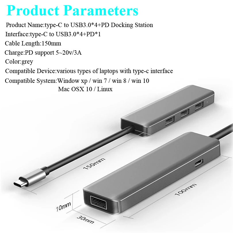 Многофункциональная док-станция usb type-c USB-C концентратор USB 3,0 RJ45 VGA адаптер для MacBook samsung Galaxy S8 S9 HUAWEI Matebook