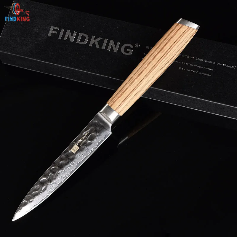 FINDKING фирменные 5 дюймовые ножи утилита дамасская сталь Зебра деревянная ручка