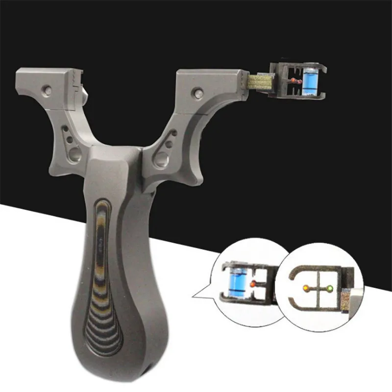 

Hunting slingshot catapult high quality titanium alloy with rubber band outdoor shooting game sling shot wooden handle