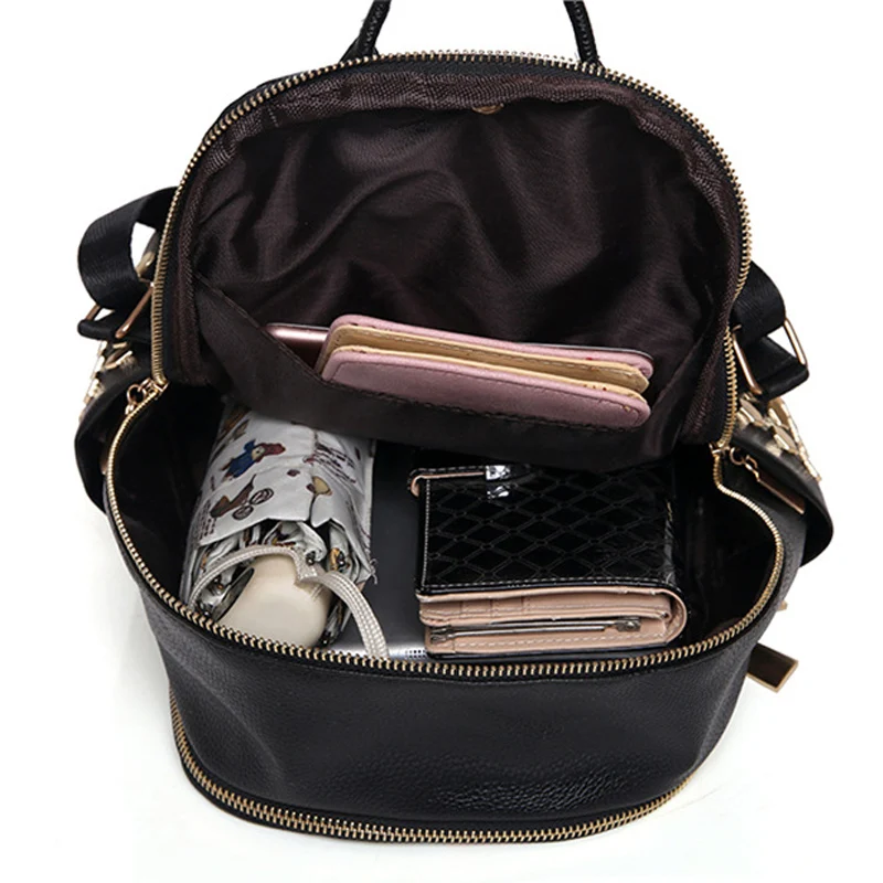  Luxury Famous Brand Designer Women PU Leather Backpack Female Casual Shoulders Bag Teenager School  - 32865714987