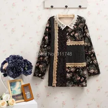Harajuku Mori Girl Высококачественный свитер кардиган цветочный пэчворк Лолита элегантный стиль Свободный Повседневный винтажный свитер, Женское пальто