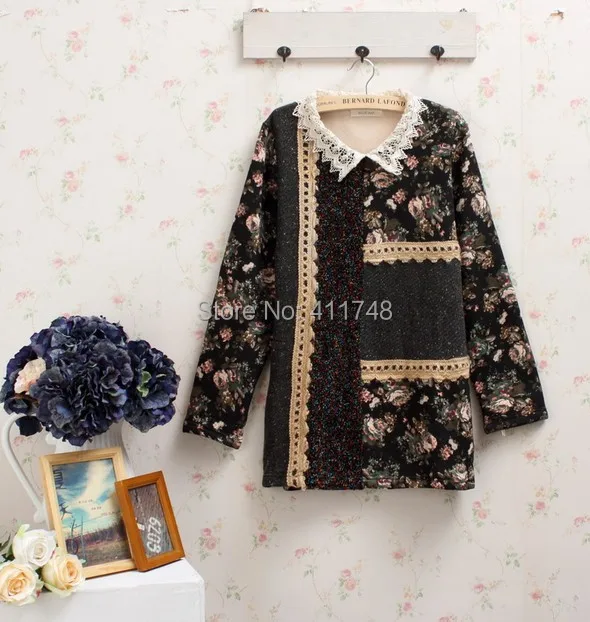 

Harajuku Mori Girl High Quality Sweater Cardigan Floral Patchwork Lolita Preppy Style Loose Casual Vintage Sweater Women Coat