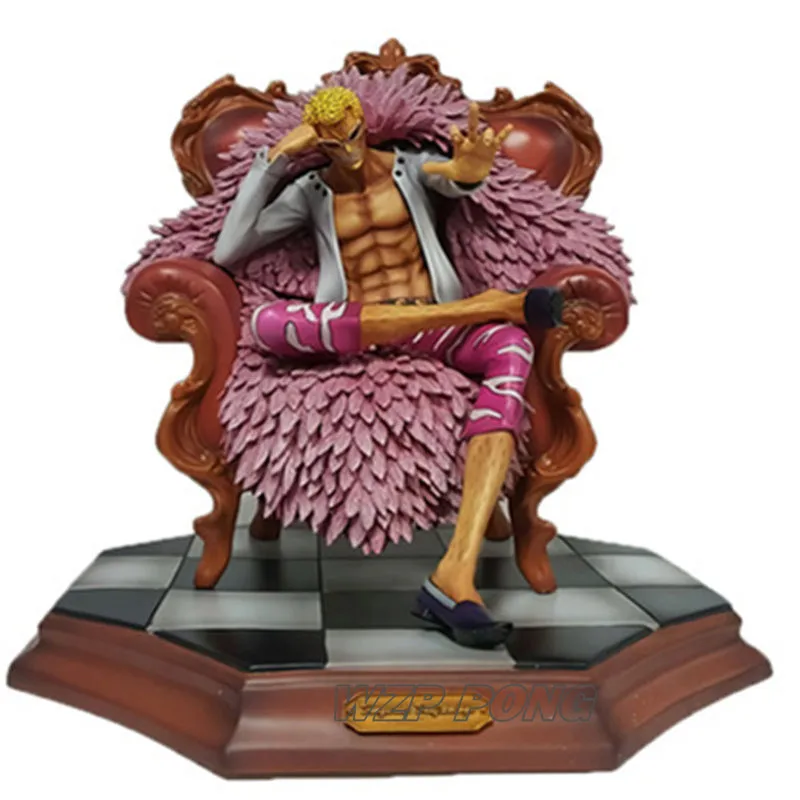 

25CM One Piece Donquixote Doflamingo Sitting position Statue Resin Full-Length Doflamingo Action Figure Model Collection Toys