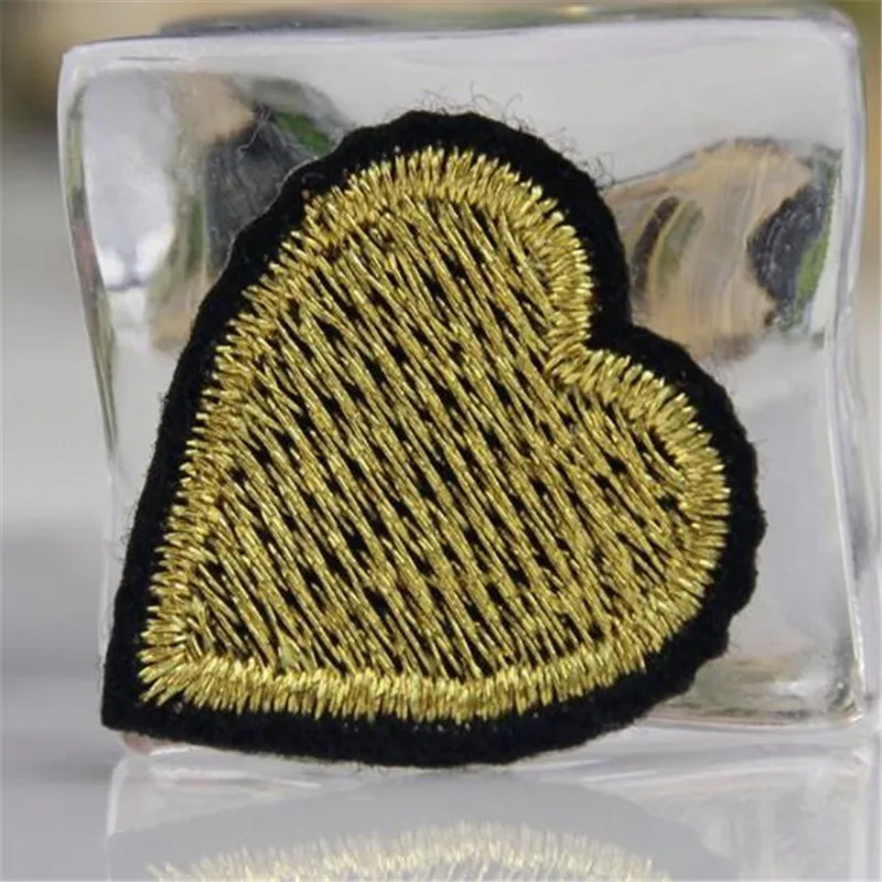 

Clothing diy embroidery badge iron on patch deal with it golden heart patches for clothe badge stickers fabric free shipping
