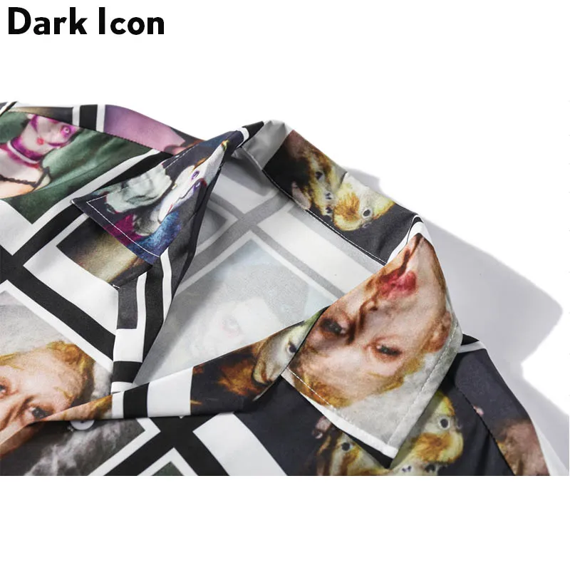 Мужская винтажная рубашка Dark Icon летняя с коротким рукавом и 3D принтом уличные