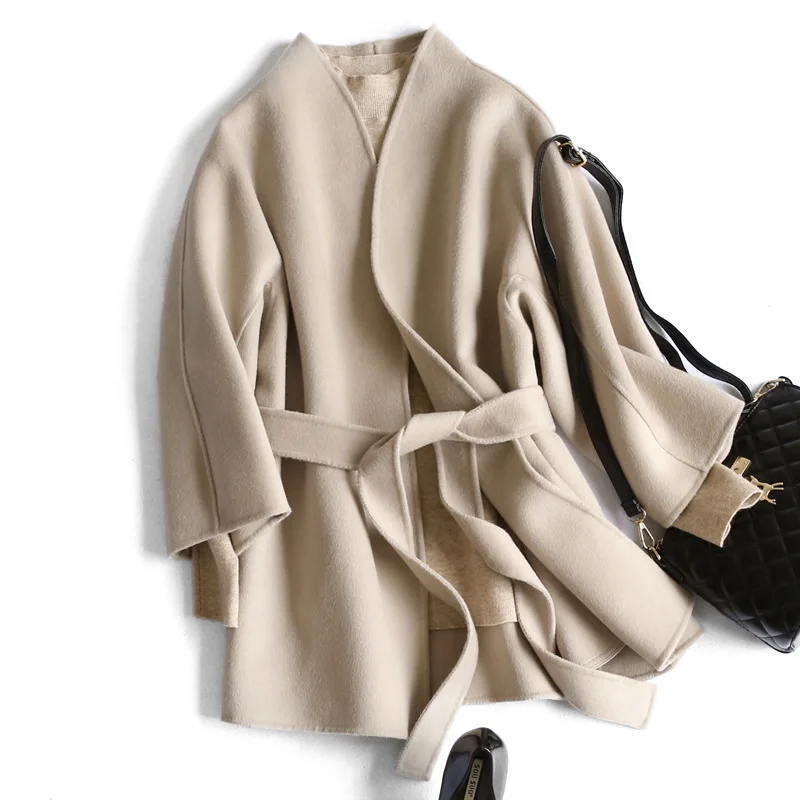 Брендовые женские высококачественные зимние пальто двухстороннее Кашемировое Пальто меховое шерстяное пальто для женщин зимнее пальто manteau femme