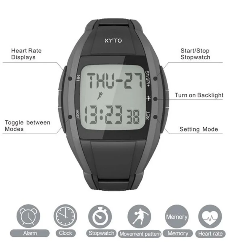 18 Wireless Heart Rate Monitor 30 ~ 240 bpm Range Chest Strap Pedometer Watch Fitness Belt Sport Calorie Fat Calculation Activity Tracker