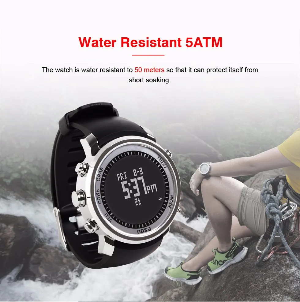 Niohuru Для мужчин часы с компасом барометром альтиметром, многофункциональный Пеший Туризм Восхождение на открытом воздухе спортивные цифровые наручные часы H506