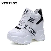 2019 White Trendy Shoes Women High Top Sneakers Women Platform Ankle Boots Basket Femme Chaussures Femmes Height Increase Shoes