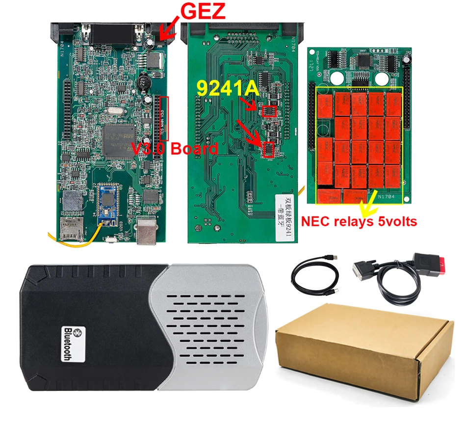 10 шт. CDP TCS cdp pro Double Green V3.0 плата Bluetooth. R3 программное обеспечение OBD II сканер автомобили Грузовики OBD2 диагностический инструмент