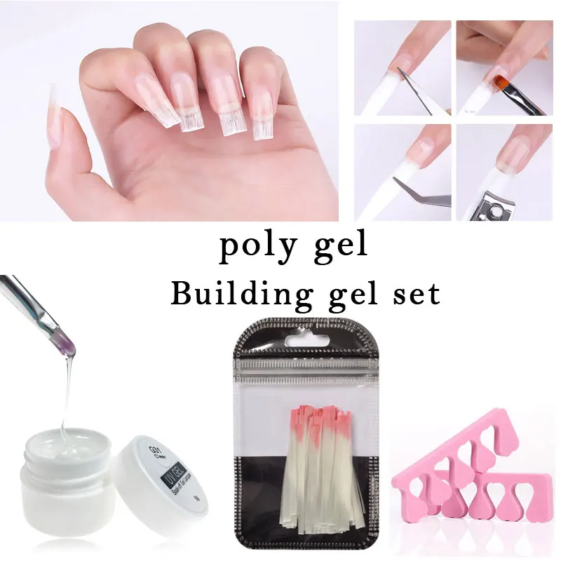 

5ml Quick Extension Gel set Polish Clear Pink white Nail Tips Design fake nails UV Gel Nail Art Poly Extension Gel Polish