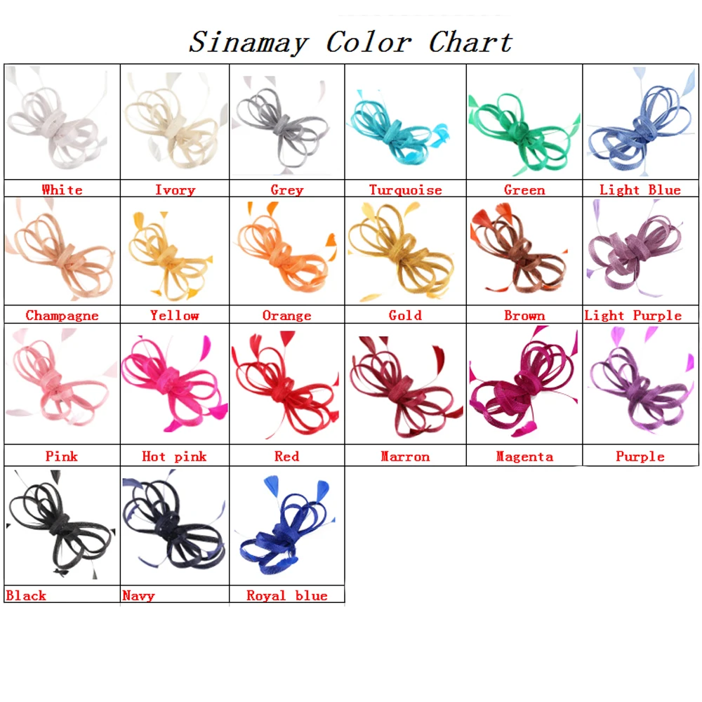 21 цвет женское украшение с перьями шляпа с бантом Свадебный гребень для волос Коктейльная Ascot гонки вечерние sinamay головные уборы аксессуары для волос MYQ009
