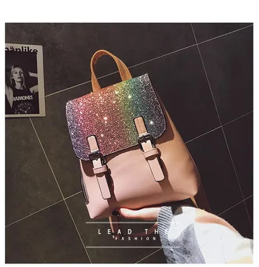 rosa Bagpack Schwarzes Rucksack Pailletten Kleine gold Durch Zurück silber 2018 Mode 50 Stücke Rucksäcke Frauen Gold Für Pu Ems Dhl Mädchen Pack leder Oder ORSqBH