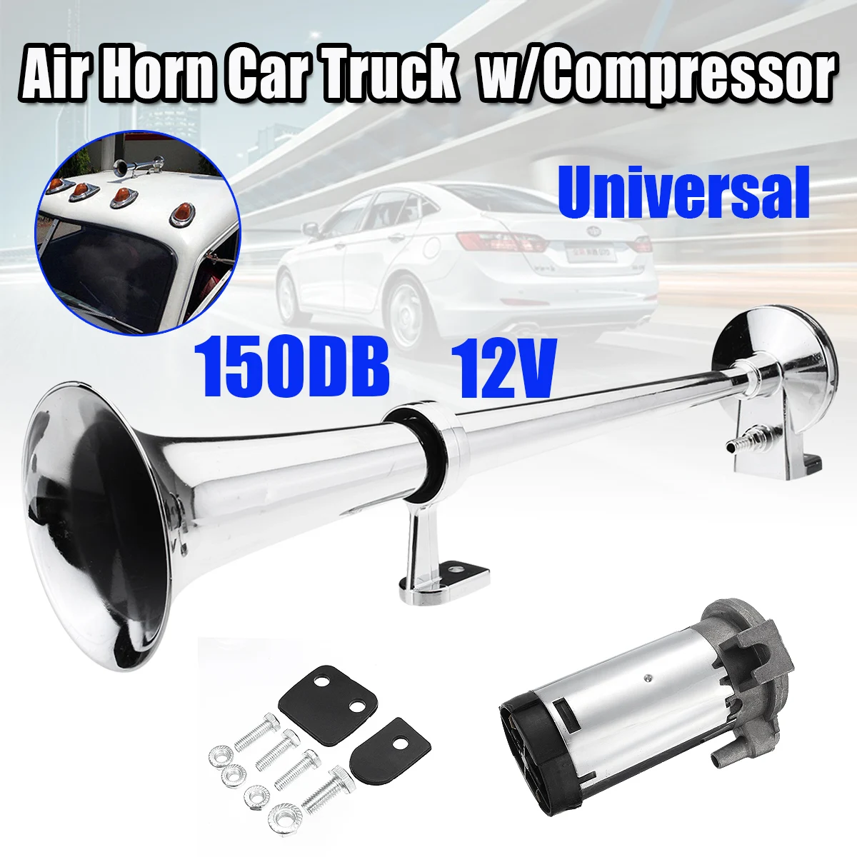 

150DB 12V Super Single Loud Trumpet Air Horn Compressor Car Truck Lorry Boat