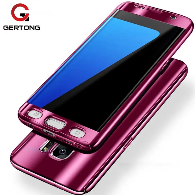 

360 Full Cover Protective Case For Samsung Galaxy S8 S9 Plus A5 A7 2017 S7 Edge Note 8 Plating PC Back Cover + Tempered Glass