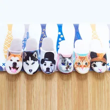 Trendy Anti-slip Lovers Slippers Winter Lovely Cartoon Animals Home Floor Soft Slippers Shoes LBY2017