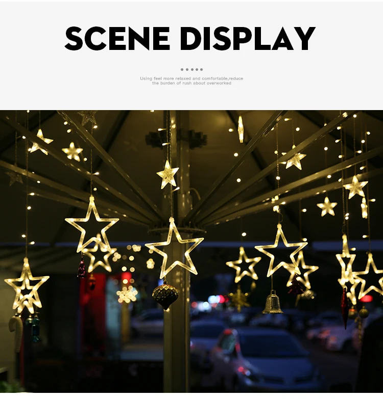 Рождественский светодиодный светильник 2,5 м, переменный ток 220 В, романтическая сказочная звезда, светодиодный гирлянда для занавесок, светящаяся лента, праздничная Свадебная гирлянда, вечерние украшения