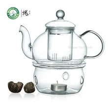 12 видов цветущего чая+ чайник из термостойкого стекла 700 мл 23.6 унц.+ стеклянная подставка для разогрева