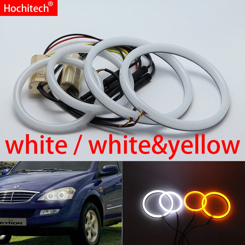 for SsangYong Kyron 2007 2008 2009 2010 White yellow Cotton LED Angel eyes kit halo ring