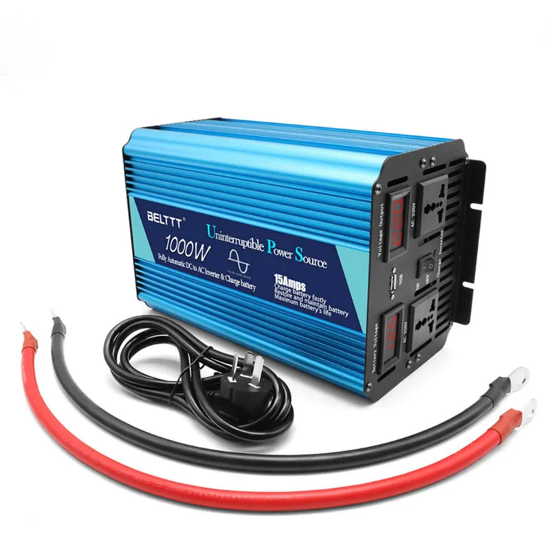 

1000W 12V turn 220V voltage monitoring 24V turn 220V Car power supply UPS full power pure sine wave with charging inverter