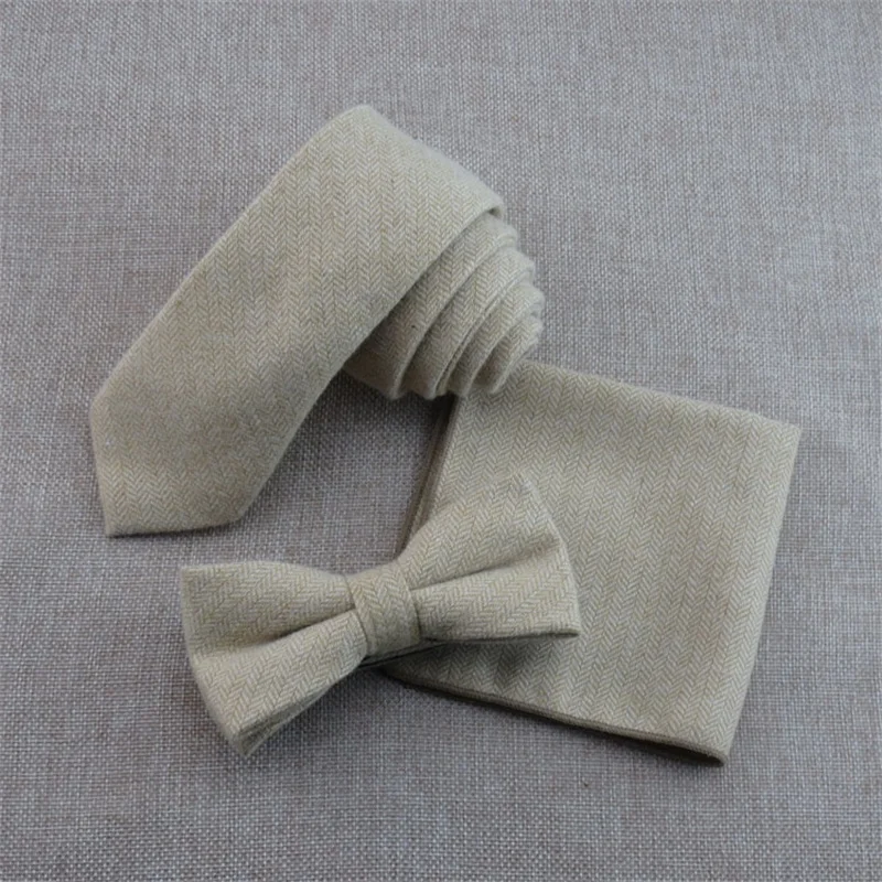  Mens Wool Necktie Ties for Wedding Bowtie Suits Handkerchief Sets Formal Skinny Wool Ties for Mens 