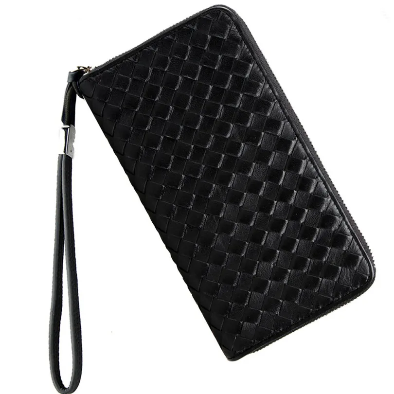

Top Sheepskin Brand Men Wallets Clutch Luxury Genuine Leather Wallet For Men Plaid Leather Purse Carteira Masculina Phone Bag