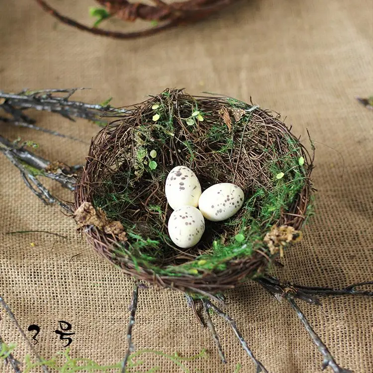 Ручной работы ротанга моделирование Птичье гнездо сад декоративная соломинка птица в гнезде украшение для клетки украшения съемки реквизит - Цвет: 3