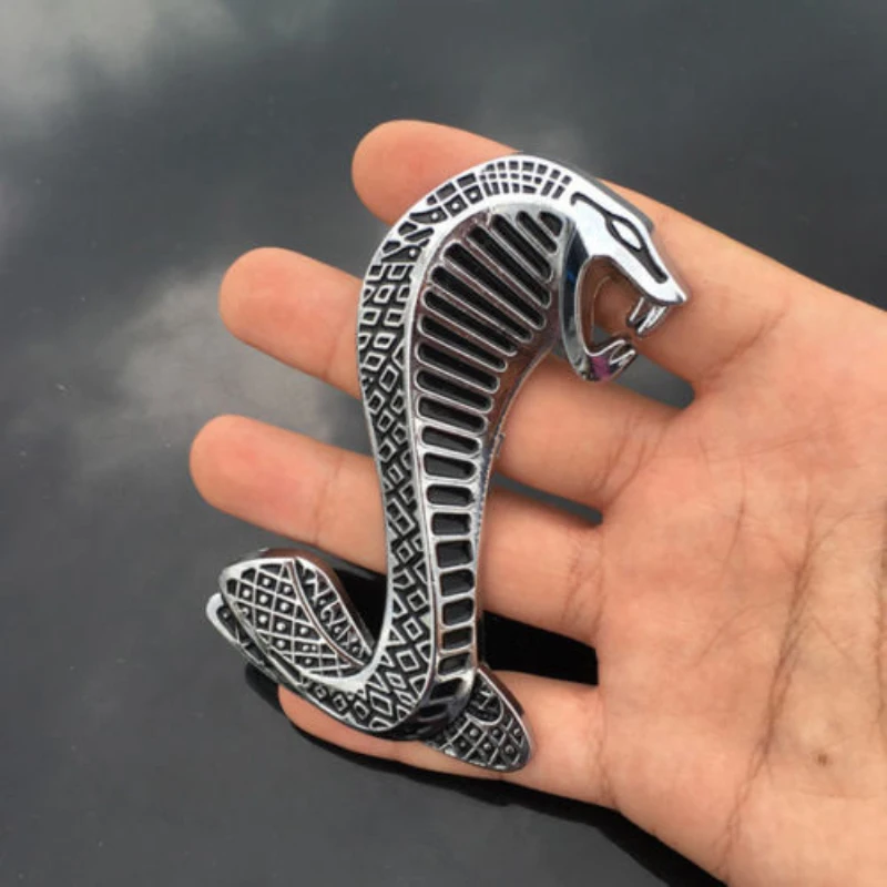 Металлическая эмблема для логотипа переднего гриля Mustang Cobra Snake Shelby Chrome