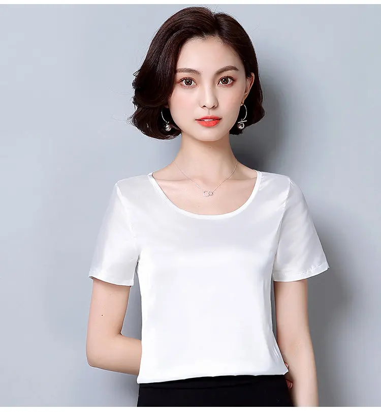 New Korea Fashion Blusas Mujer 2018 Summer Short Sleeve Plus Size Shirts Women Blouses Casual Wine Green Slik Tops Ladies (10)