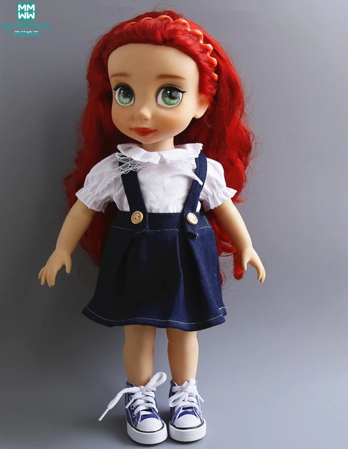 Новая кукольная одежда для 40 см салонная Кукла Джинсовая юбка с ремешком белая рубашка