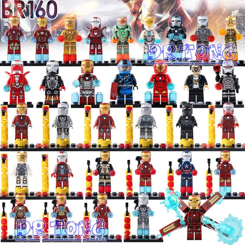 

33PCS/LOT Legoingly Avengers Endgame Figures Ironman Mk1 Mk2 Mk35 Mk42 Building Blocks Toys for Children Gifts BR160