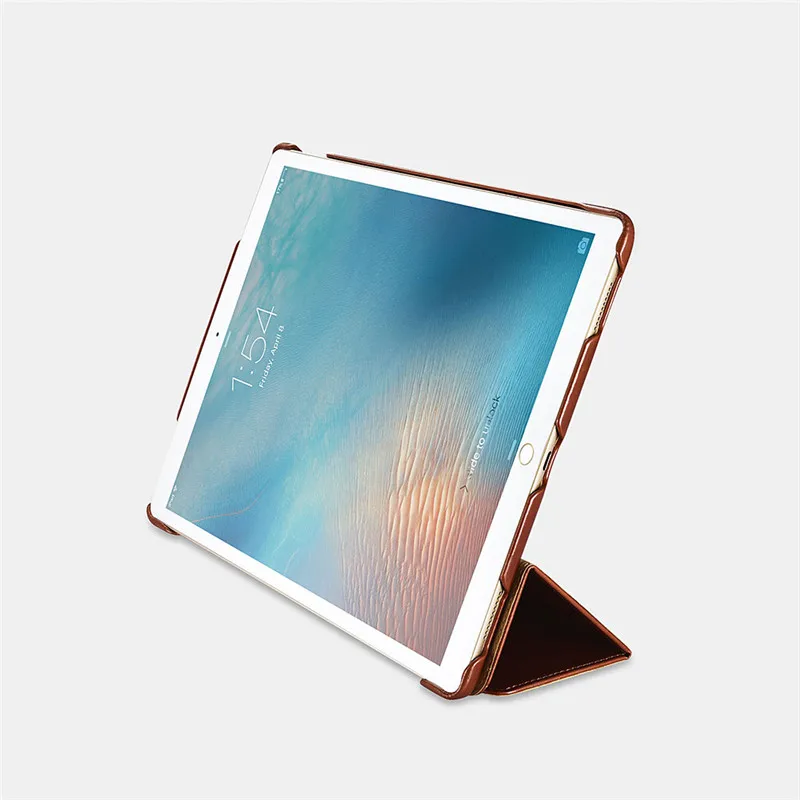 ICARER, чехол из натуральной кожи для iPad Pro 12,9, чехол для планшета, чехол-книжка, смарт-защитная сумка, три раза, подставка/спящий/бодрствующий