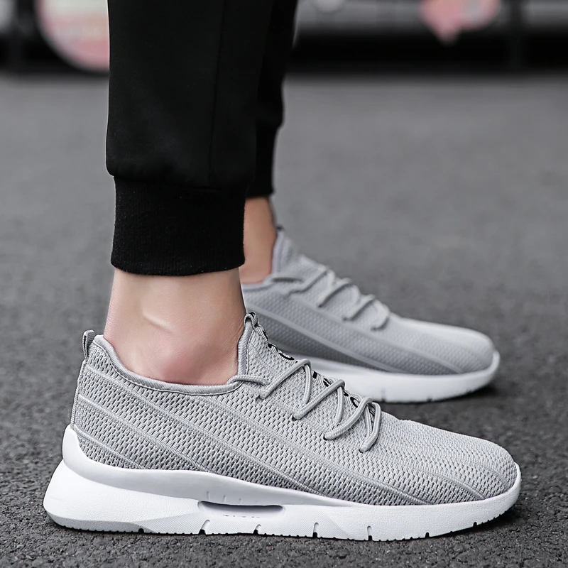 

Plus Size Men's Casual Shoes Breathable Shoes Summer 2019 Light and Comfortable Male Sneakers Grey Black Red Footwear Size 40-46