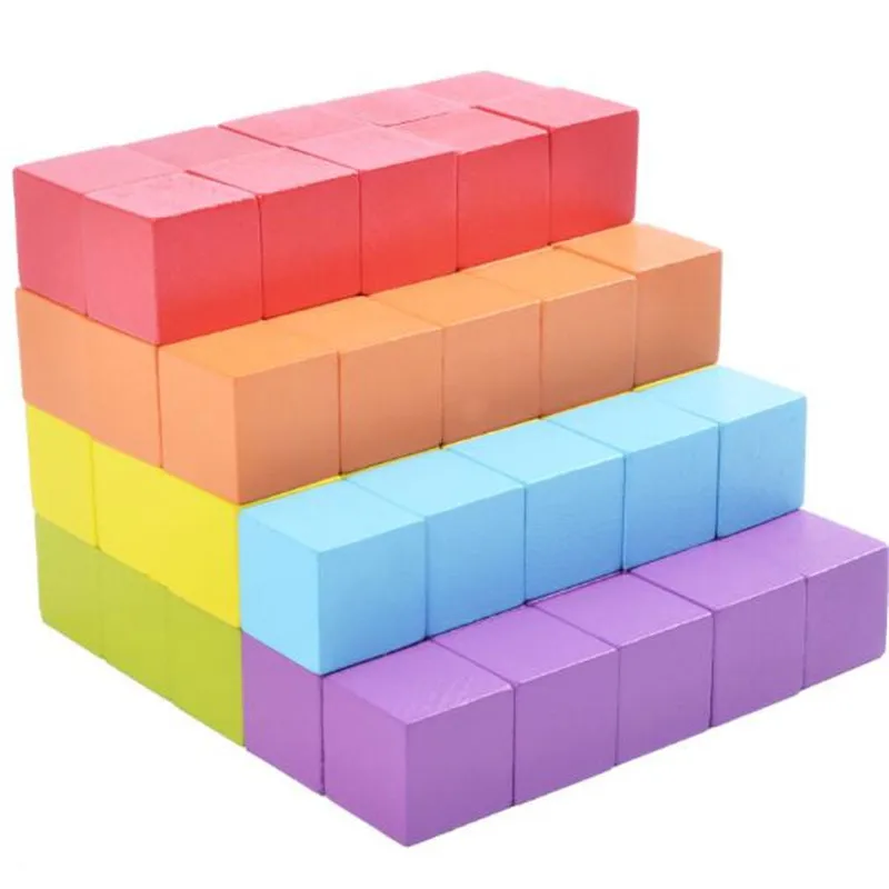 100 шт./лот деревянные детские строительные блоки красочные геометрические собраны строительные блоки раннего детства обучающие