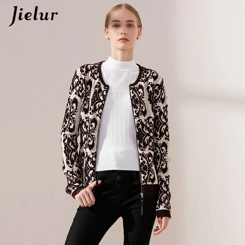 Jielur Harajuku куртка на молнии кардиган женский китайский синий и белый фарфоровый