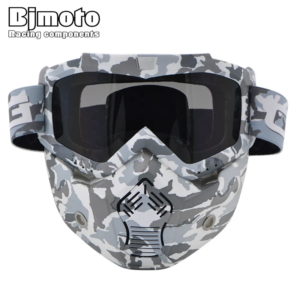 

2017 Motocross Helmet Mask Detachable Goggles And Mouth Filter Perfect for Open Face Motorcycle Half Helmet Vintage Helmets